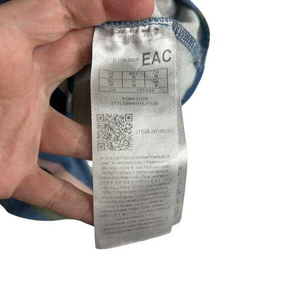 GUESS Striped Logo Snap Bodysuit M Retro Y2K Pastel Sporty Coquette Streetwear - Picture 6 of 8